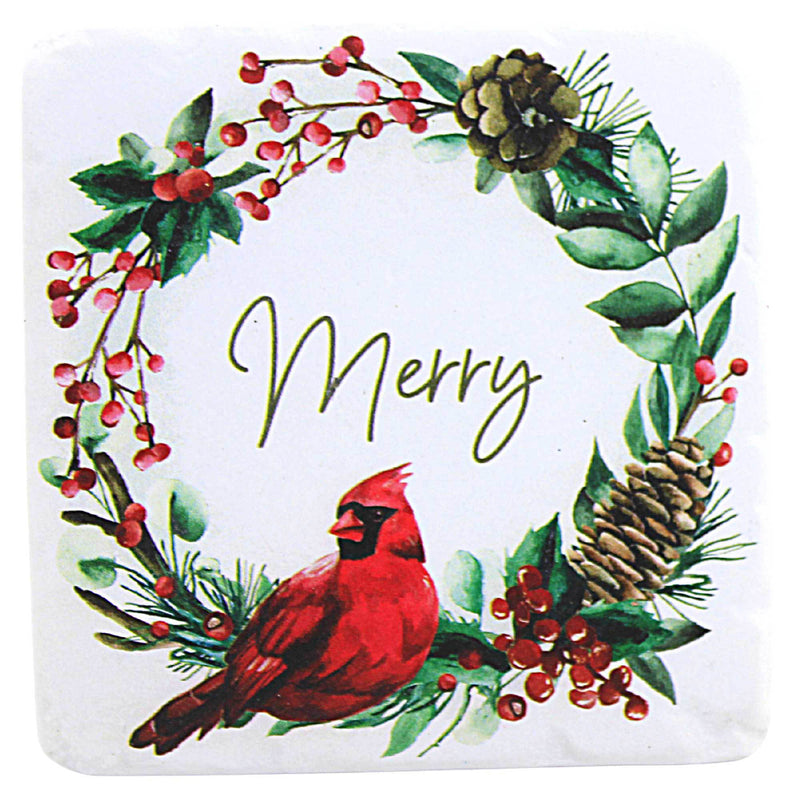 Tabletop Cardinal Wreath Coaster Set/4 - - SBKGifts.com