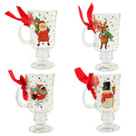 Tabletop Holiday Icon Mugs Set/4 Glass Santa Snowman Penquin Mx185501 (58777)