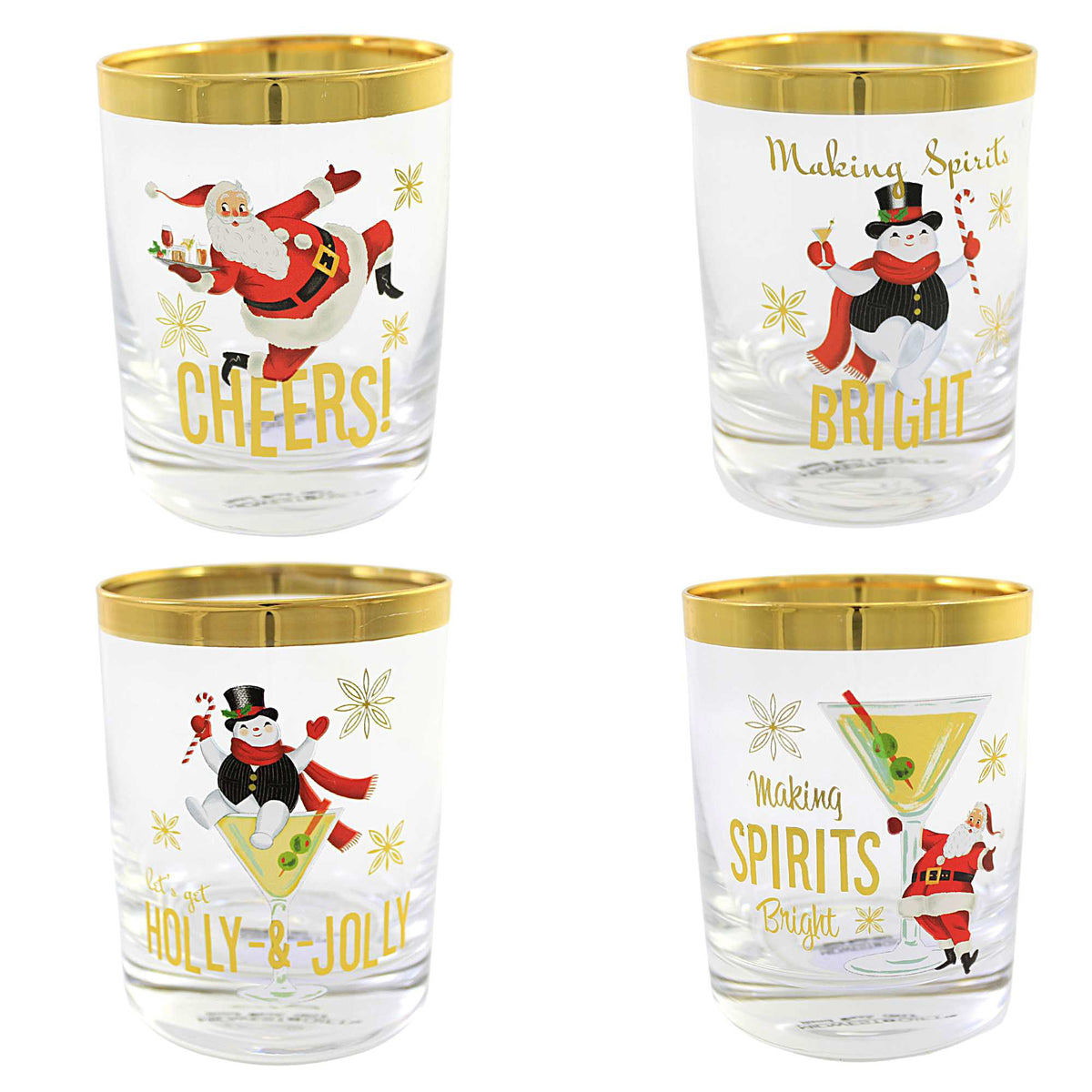 Santa Snowman Glass Set/4 58780