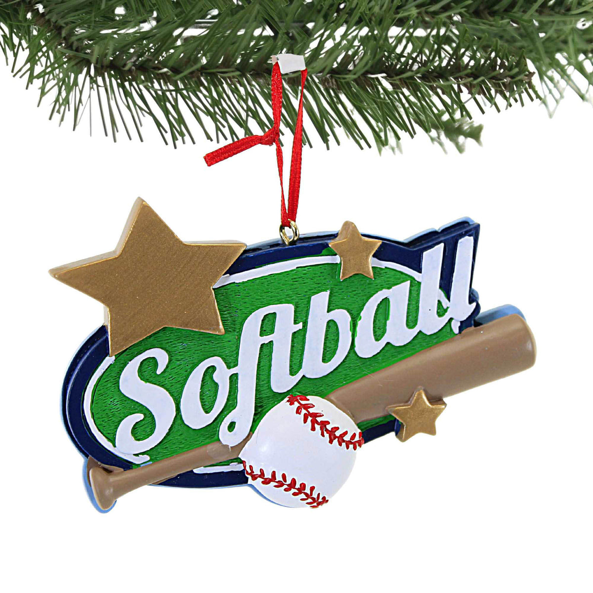 Holiday Ornament Softball With Bat/Ball - - SBKGifts.com