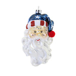 Holiday Ornament Patriotic Santa Bust Glass Christmas Stars And Stripes J9007 (58823)