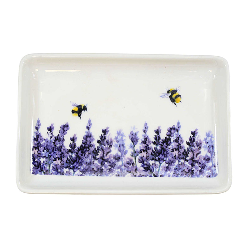 Tabletop Lavender & Bees Rectangle Plate Ceramic Summer Flowers 27Provence-Rect (58824)