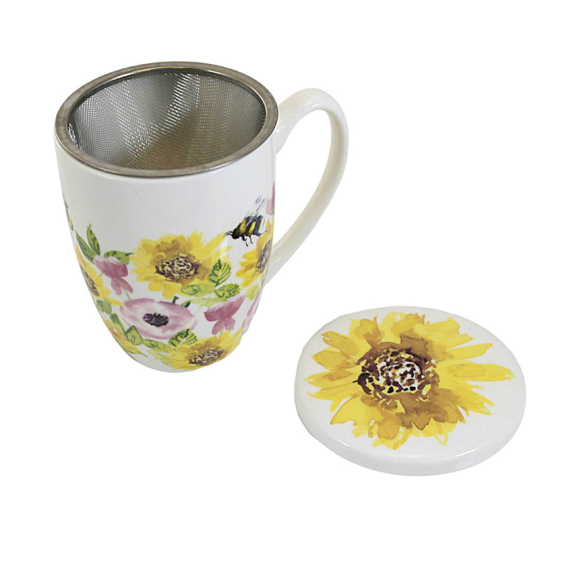 Tabletop Sunflowers & Bees Covered Mug - - SBKGifts.com