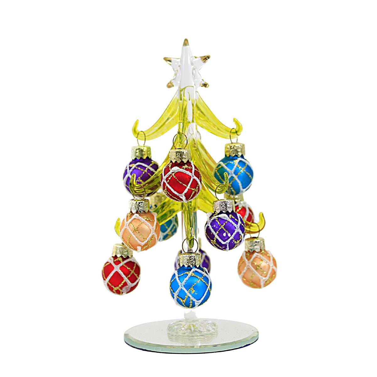 (58896) Glass Tree With Plaid Bulbs