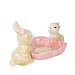 Tabletop Bunny Couple With Pink Bowl - - SBKGifts.com