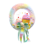 Easter Pastel Wreath W/Cupcakes Polyester Tie-Dyed Eggs Bow 0808756 (58906)