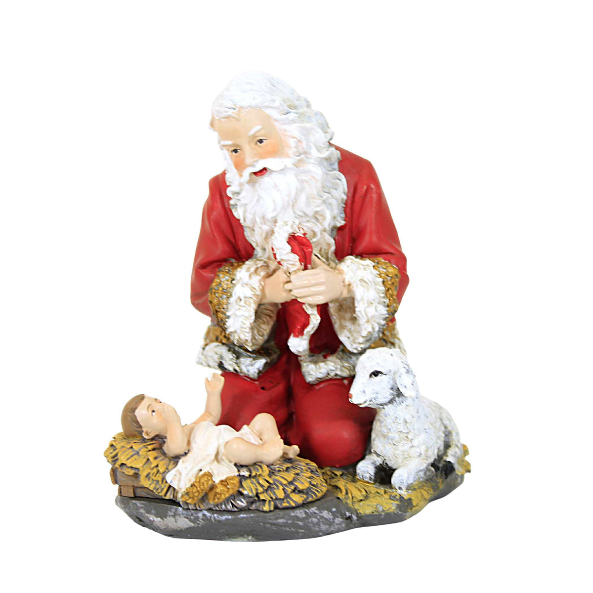 58908 Kneeling Santa Holding Hat 633312