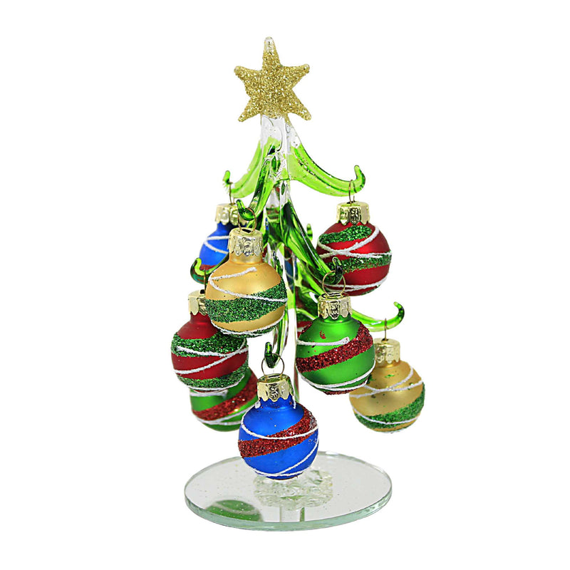 Christmas Tree W/Green,Gold,Red Bulbs Glass Glass Glittered Star Xm1180 (58919)