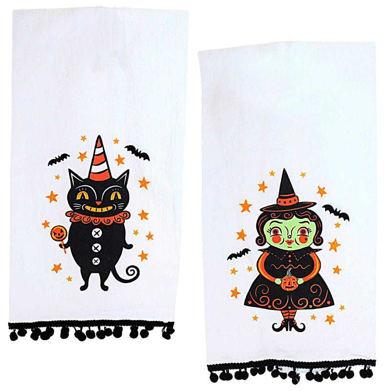 Decorative Towel Cat & Witch Tea Towel Set / 2 Johanna Parker Halloween H7811 (58930)