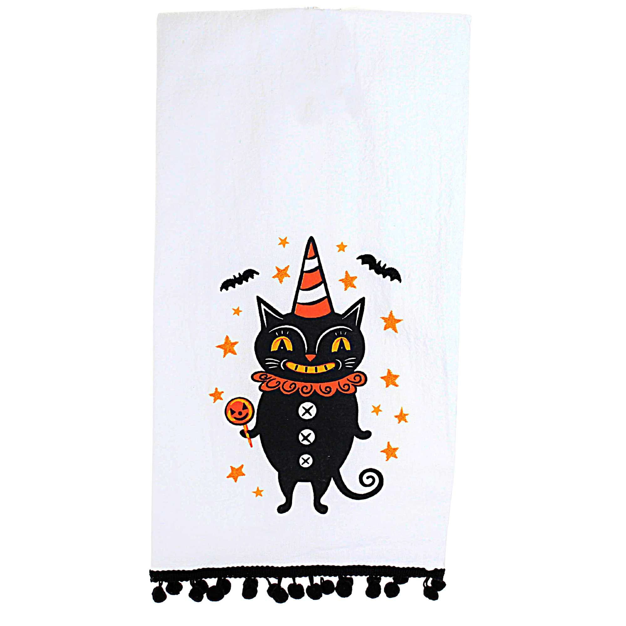 Transpac 27.00In Cat & Witch Tea Towel Set / 2, Cotton, Johanna