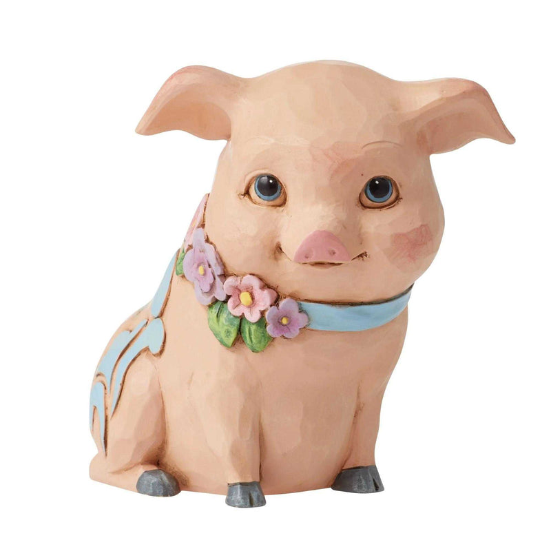 Jim Shore Pig With Flowers Mini Figurine Polyresin Heartwood Creek 6012426 (58970)
