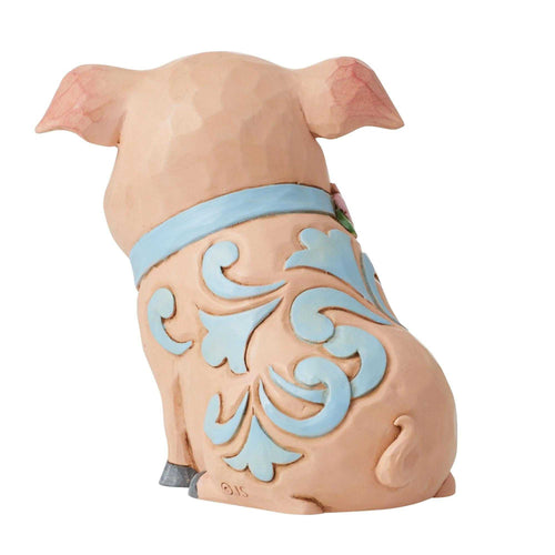 Jim Shore Pig With Flowers Mini Figurine - - SBKGifts.com