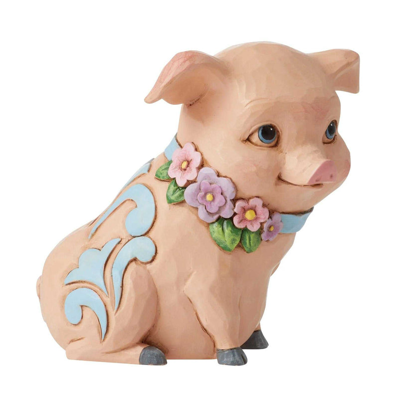 Jim Shore Pig With Flowers Mini Figurine - - SBKGifts.com