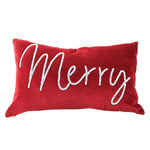 C & F Merry Ruby Velvet Pillow - One Pillow 12 Inch, Cotton - Throw Rectangle Beaded A86014100 (59033)