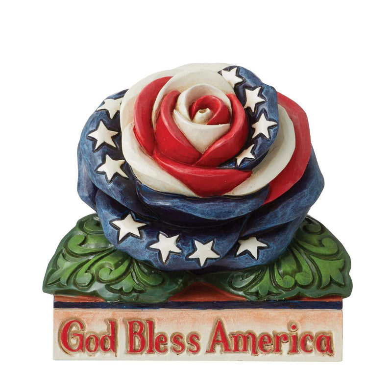 Jim Shore Mini Patriotic Rose - One Figurine 3 Inch, Resin - Heartwood Creek 6012432 (59043)