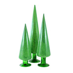 Christmas Festive Green Trees Glass Set Of Three Easter Spring Green3 (59090)