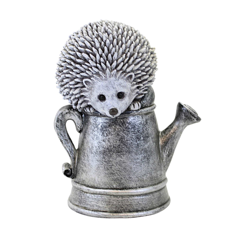 Roman Hedgehog In Watering Can Statue - One Garden Statue 9 Inch, Polyresin - Pudgy Pals 19010 (59134)