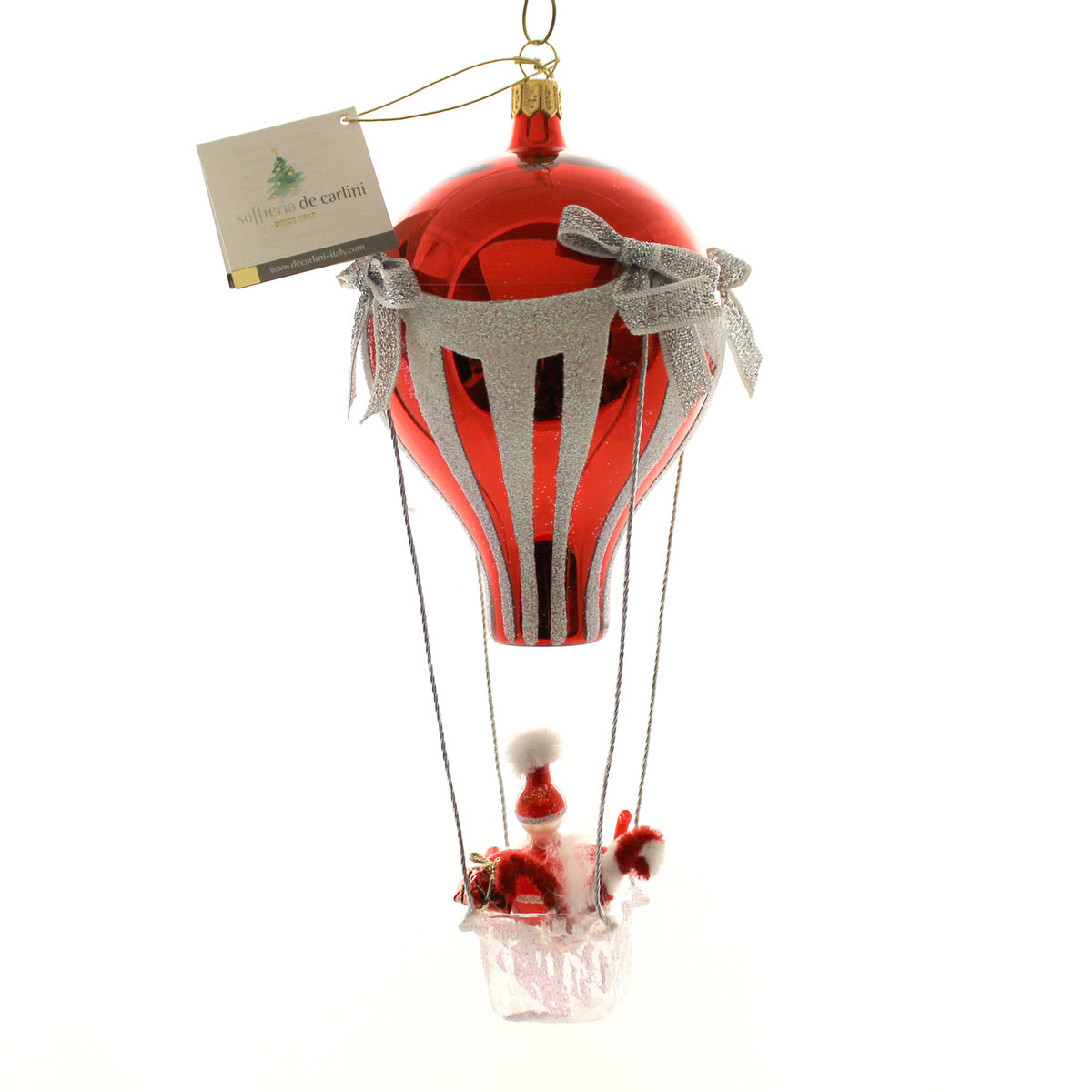 De Carlini Italian Ornaments Air Balloon W/Santa - - SBKGifts.com