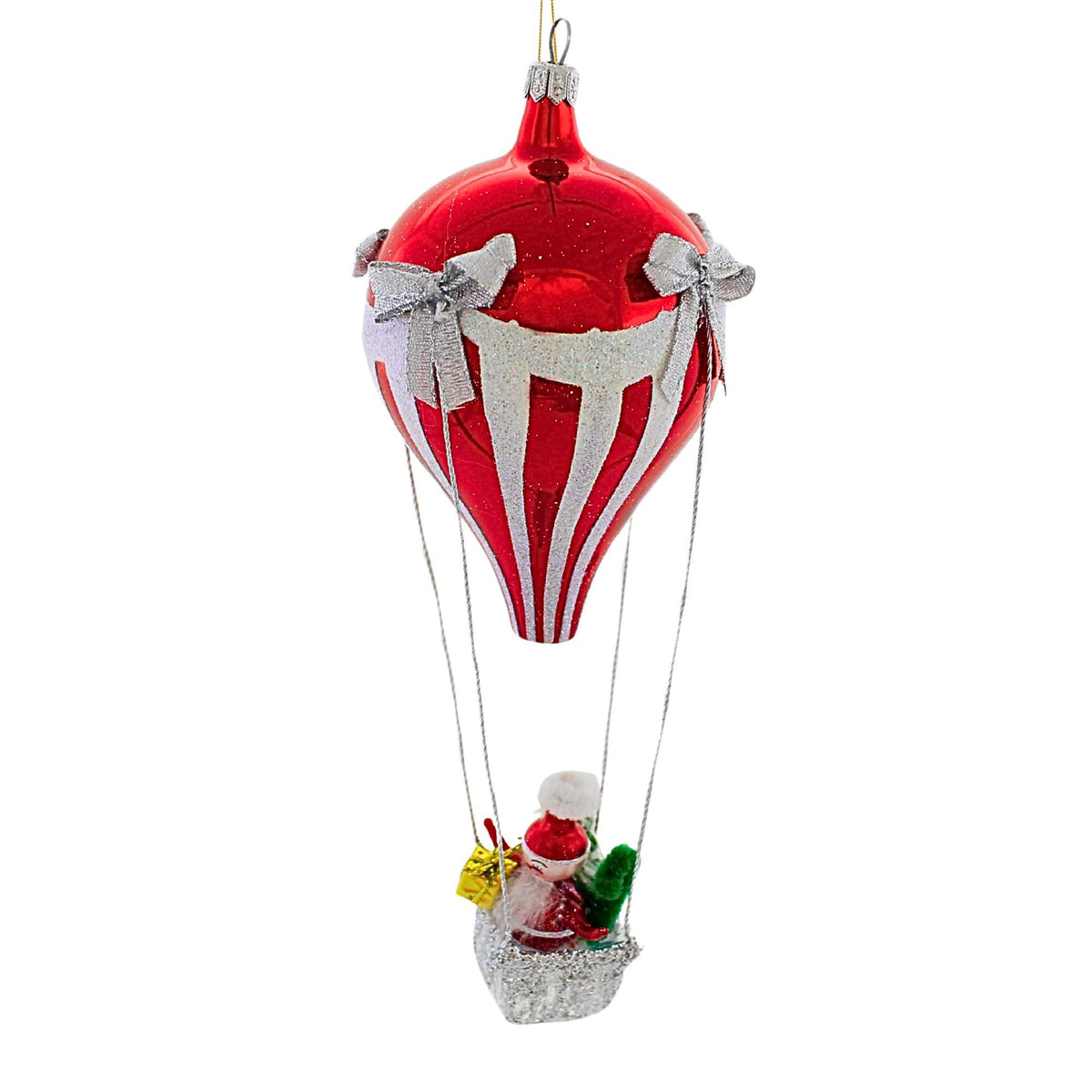 De Carlini Italian Ornaments Air Balloon W/Santa - - SBKGifts.com