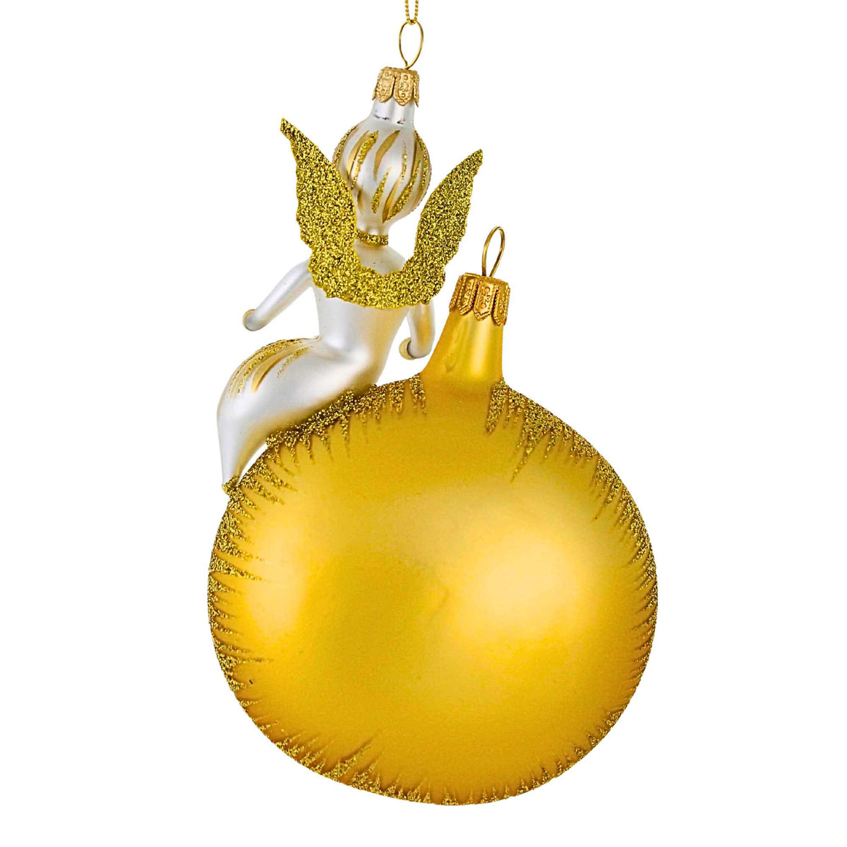 De Carlini Italian Ornaments Gold Moon With Angel - - SBKGifts.com