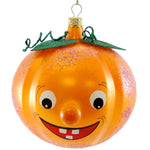 De Carlini Pumpkin Face Blown Glass Italian Halloween Ornament V3194 (5915)