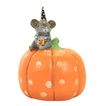 Bethany Lowe 5 Inch Halloween Mouse On Pumpkin Resin Jack-O-Lantern Bucket Figurine Ma2077 (59179)