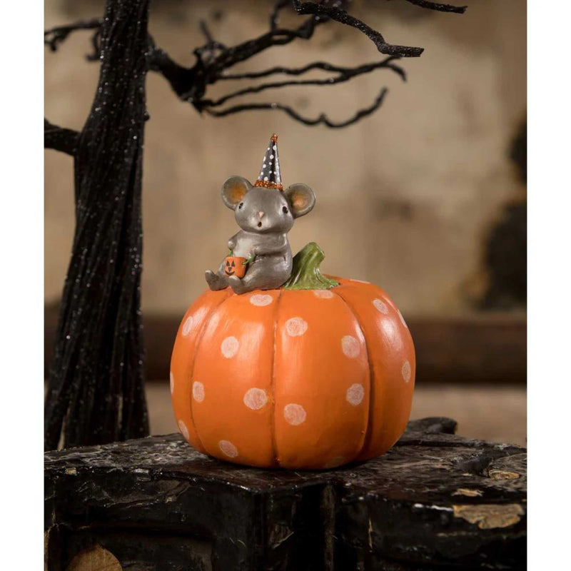 Bethany Lowe Halloween Mouse On Pumpkin - - SBKGifts.com