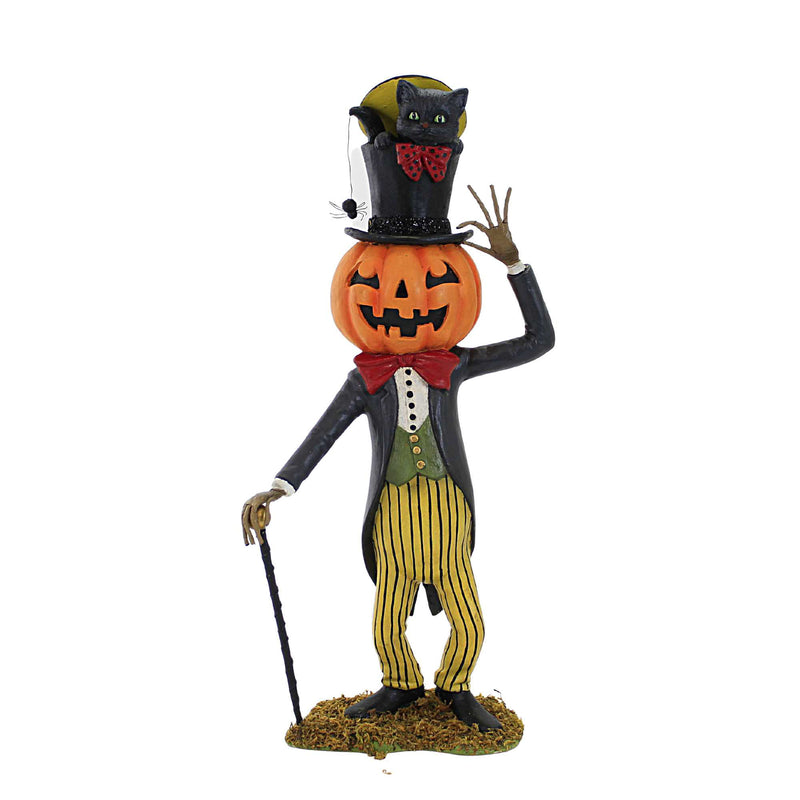 Bethany Lowe Jaunty Jack's Top Hat Surprise - One Halloween Figurine 12.0 Inch, Resin - Halloween Pumpkin Man Hand-Crafted Td2209 (59180)