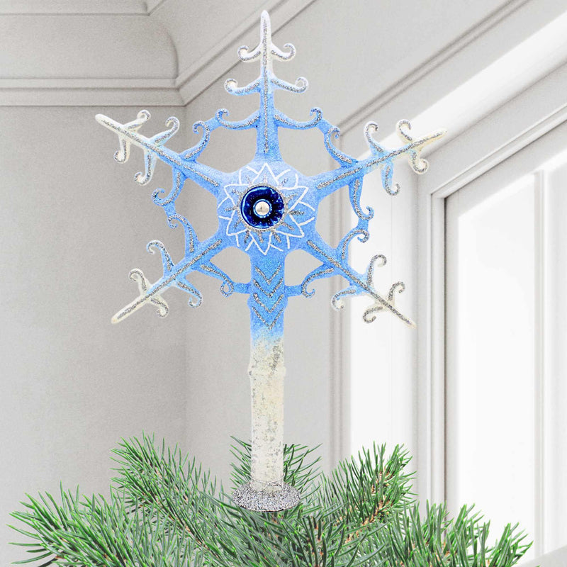 Morawski Ice Blue Snowflake Tree Topper - - SBKGifts.com