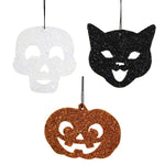 Bethany Lowe 2.5 Inches Spooky Silhouette Set Of 3 Tin Halloween Cat Pumpkin Skull Tf9136 (59207)