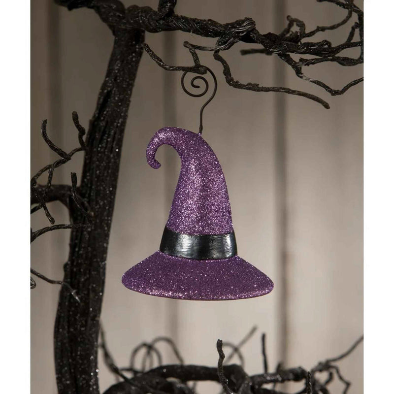 Bethany Lowe Witch Hat Purple Glitter - - SBKGifts.com