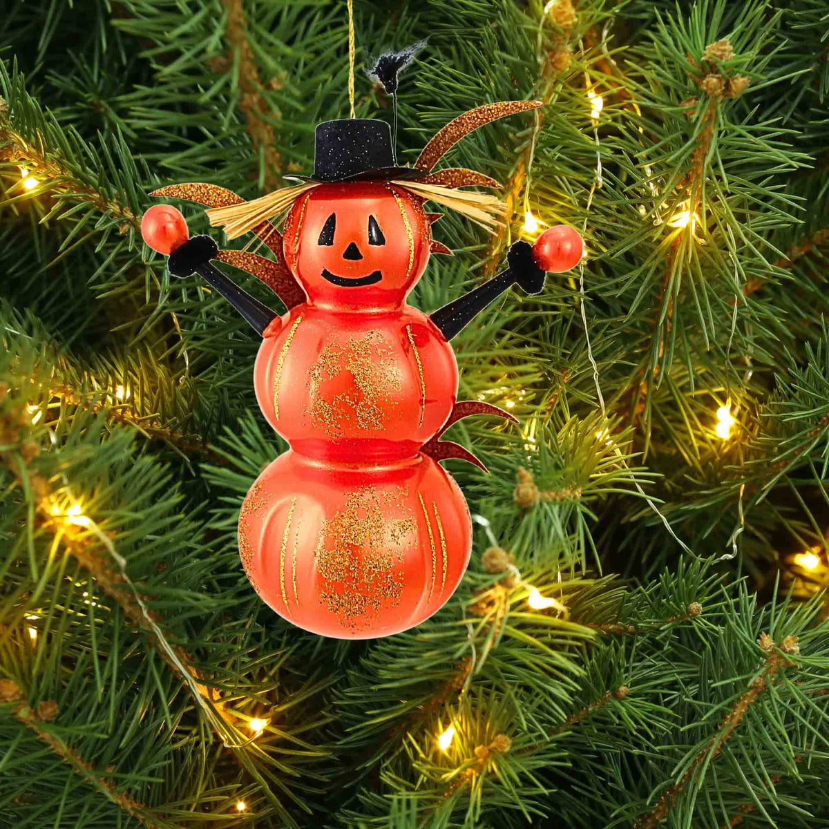 De Carlini Italian Ornaments Halloween Pumpkin Scarecrow - - SBKGifts.com