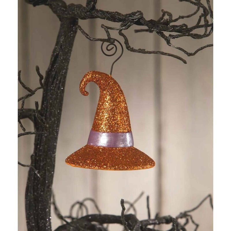 Bethany Lowe Witch Hat Orange Glitter - - SBKGifts.com