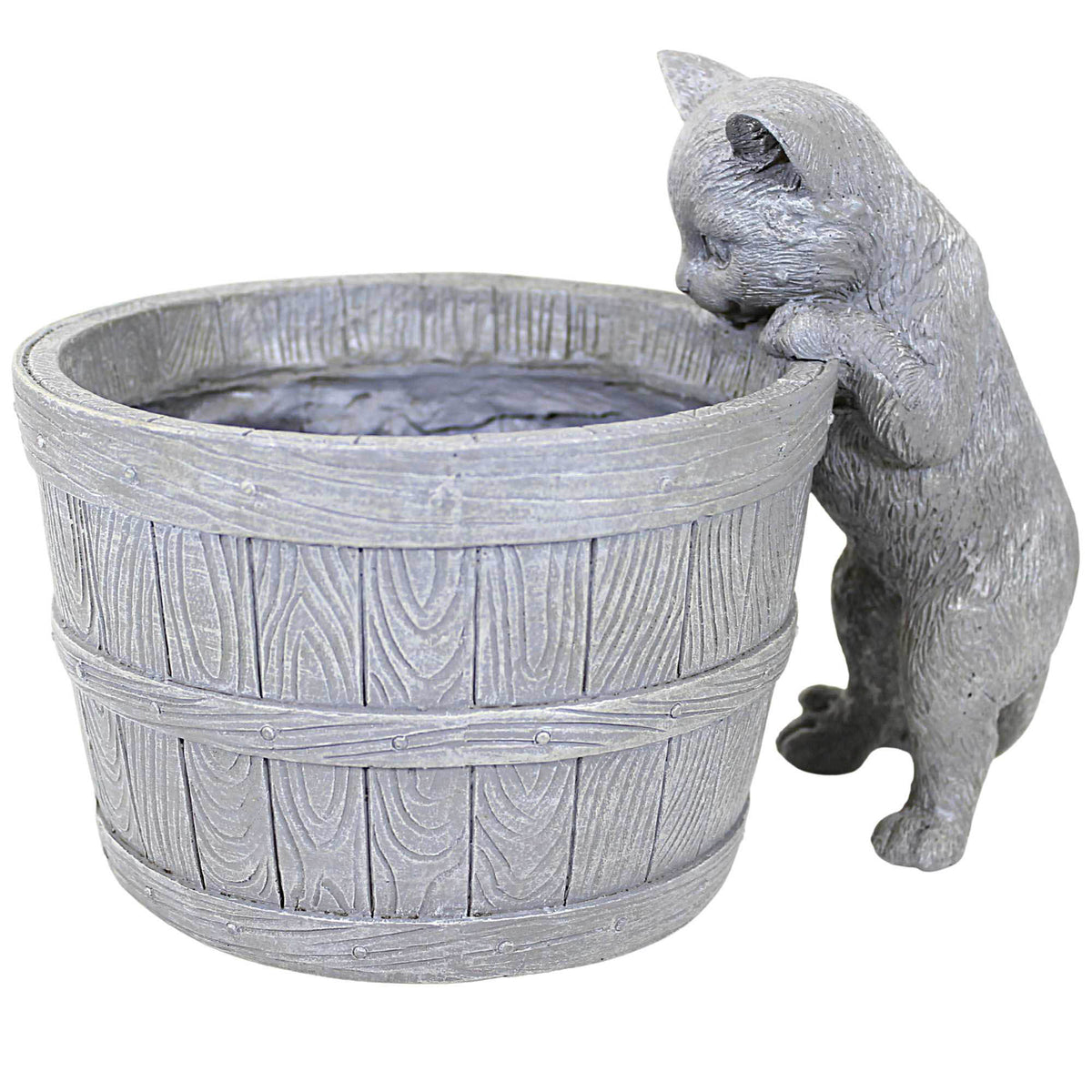 7 inch plant pot with drainage Roman 7 Inch Kitten Bucket Planter Polyresin Decorative Flower Pot Cat Drainage Hole 15865