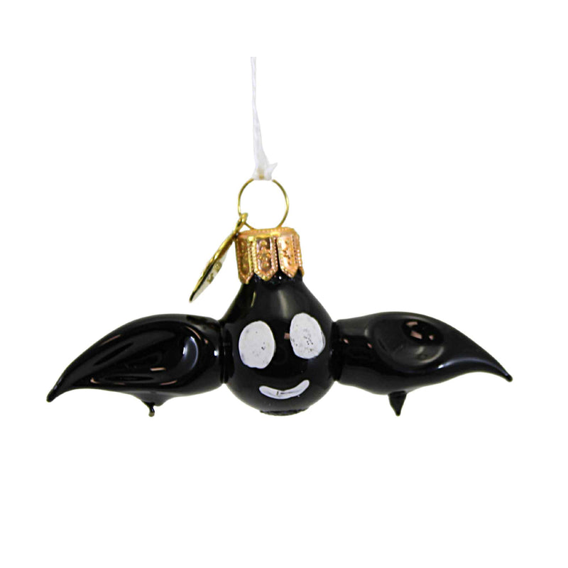 Morawski Mini Black Bat - 1 Glass Ornament 1 Inch, Glass - Ornament Halloween Small Size 11470 (59236)