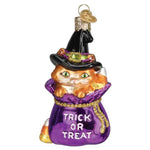 Old World Christmas 4.0 Inches Tall Trick-Or-Treat Kitty Glass Witches Hat Candy Corn 26094 (59275)