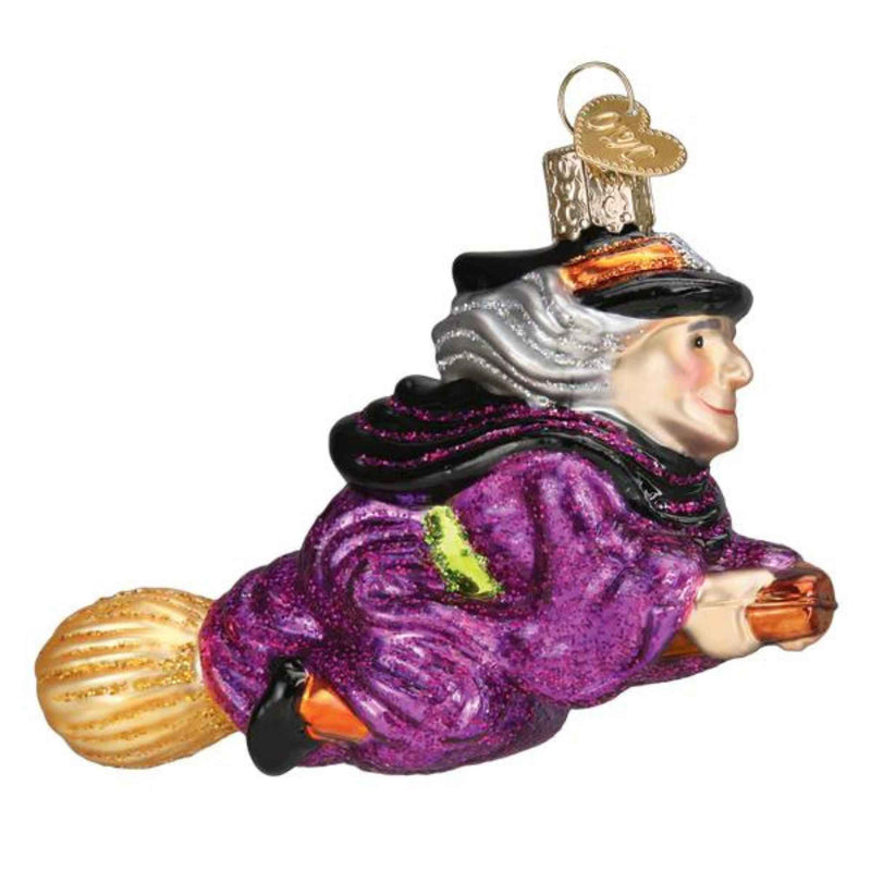 Old World Christmas 2.75 Witch On Broomstick Glass Halloween Flying Cape (59281)