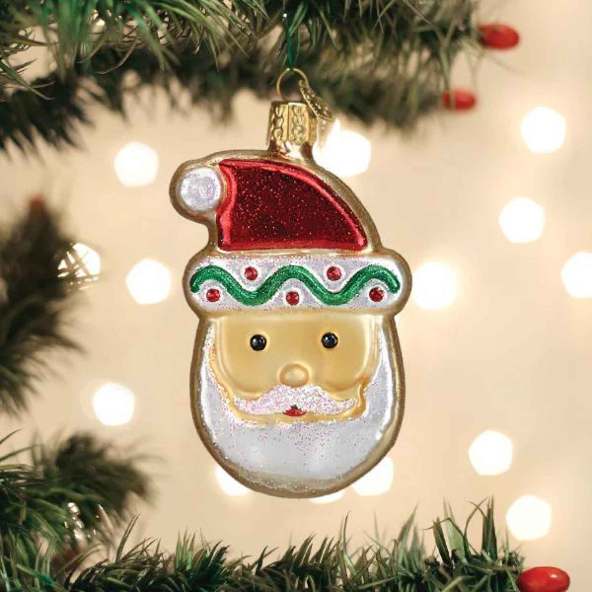 Old World Christmas Santa Sugar Cookie One Glass Ornament 3.75