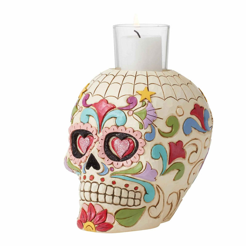 Jim Shore Day Of Dead Skull Candleholder - - SBKGifts.com