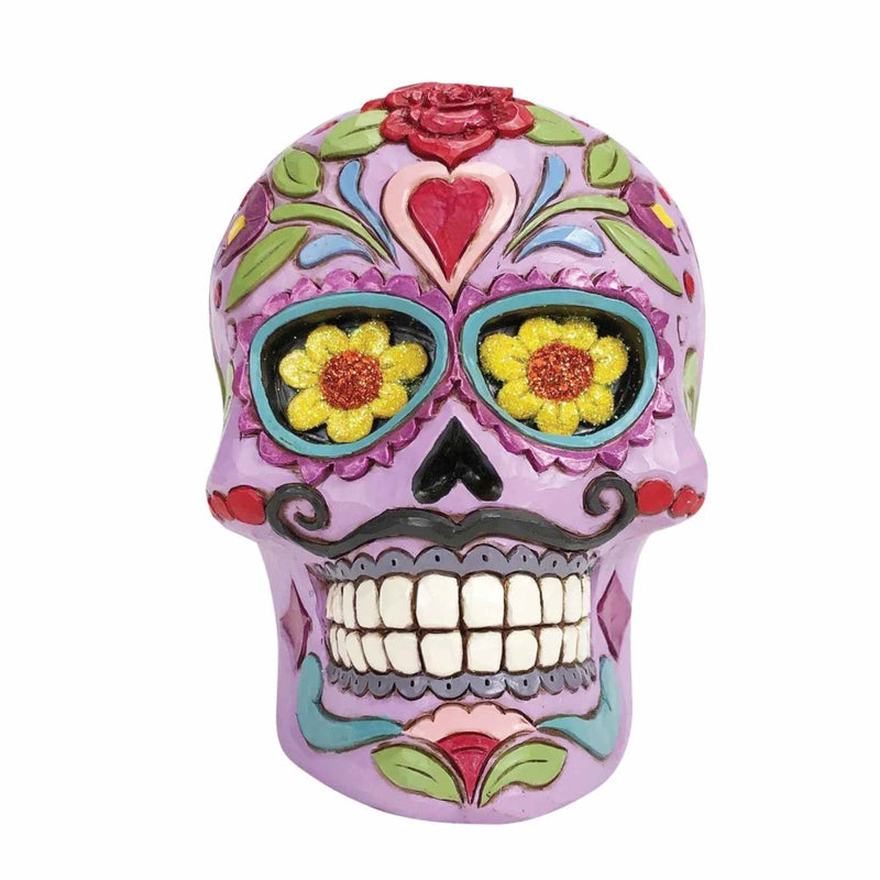 Jim Shore Colorful Calavera - One Skull 4.5 Inch, Resin - Halloween Skull Flowers 6012755 (59317)