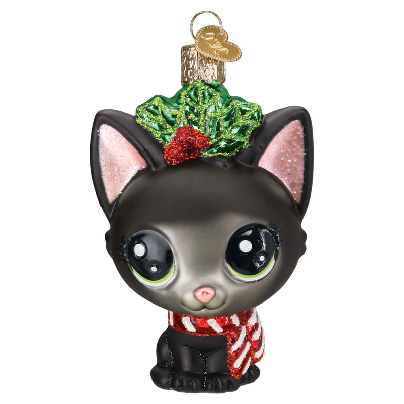 Old World Christmas Littlest Pet Shop Jade - One Ornament 3.5 Inch, Glass - Feline Short Hair Cat 44194 (59332)