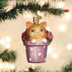 Old World Christmas Kitten In Flower Pot - - SBKGifts.com