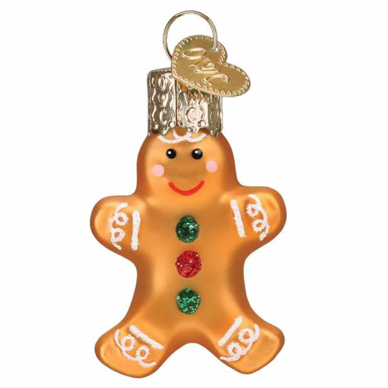 Old World Christmas Mini Gingerbread Man - One Glass Ornament 2.0 Inch, Glass - Gumdrops Series  Green Hook 87003 (59359)
