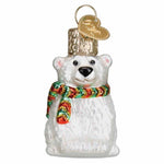 Old World Christmas Mini Polar Bear - One Glass Ornament 2.0 Inch, Glass - Ornament White Artic Habitat 85253 (59377)