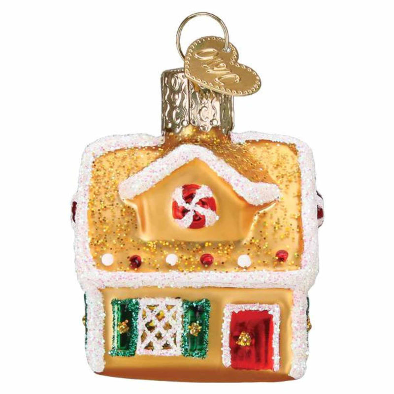 Old World Christmas Mini Gingerbread House - One Mini Ornament 2.0 Inch, Glass - Gumdrops Collection Candy 86000 (59388)