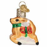 Old World Christmas Mini Reindeer - One Glass Ornament 2.0 Inch, Glass - Ornament Saddle Flying 85256 (59405)