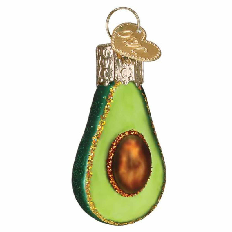 Old World Christmas Mini Avocado - One Glass Ornament 1.75 Inch, Glass - Ornament Fruit Pear Shaped 87001 (59408)
