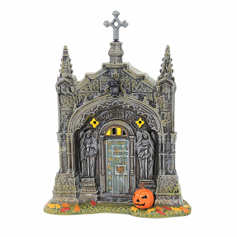 Department 56 Villages Rest In Peace 2023 - One Porcelain Building 6.0 Inch, Porcelain - Crypt Halloween Lighted 6011450 (59424)