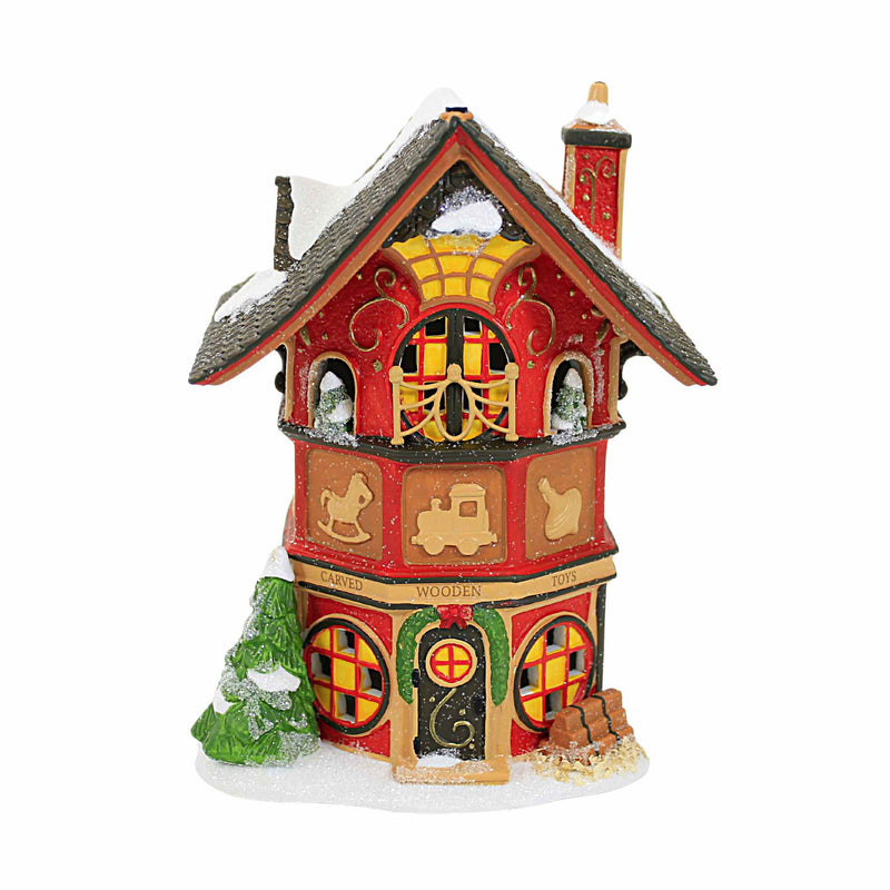 Department 56 Villages North Pole's Finest Wooden Toys - One Porcelain Building 6.5 Inch, Porcelain - Carved Bustling Shop 6009828 (59481)