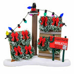 Department 56 Villages Lit Legion Post 56 Wreaths For Sale - One Village Accessory 5.25 Inch, Polyresin - Christmas Lighted Battery Operated 6011462 (59540)